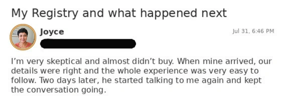 Message received after the Registry
