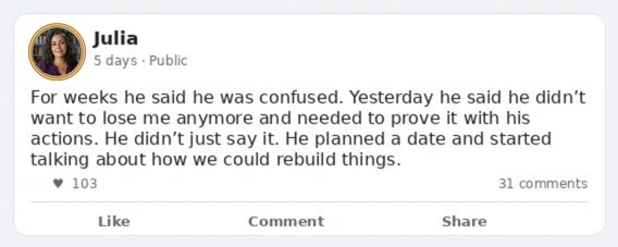 Story shared by a woman who placed both names in the Book