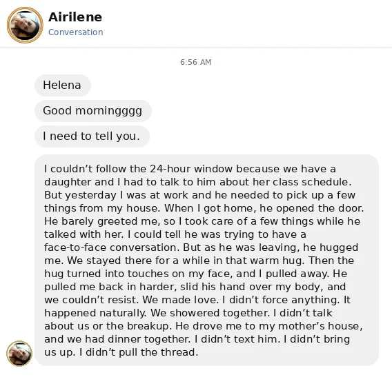 Conversation about him reaching out again
